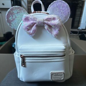 Loungefly iridescent white and pink, NWOT